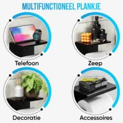 Strex WC Rolhouder Met Plankje - Zwart - Zelfklevend / Boren / Zonder Boren - Toiletrolhouder - WC Papier Houder -Badkamer Accessoires Winkel 1200x1200 219