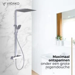 Viidako Kimii Doucheset Opbouw Compleet – Chroom – Vierkant - Sedal Binnenwerk -Thermostaatkraan – Zeer Goede Kwaliteit – RVS, ABS En Messing – Design -Badkamer Accessoires Winkel 1200x1200 2224