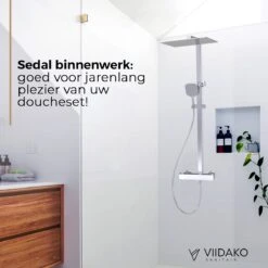 Viidako Kimii Doucheset Opbouw Compleet – Chroom – Vierkant - Sedal Binnenwerk -Thermostaatkraan – Zeer Goede Kwaliteit – RVS, ABS En Messing – Design -Badkamer Accessoires Winkel 1200x1200 2225