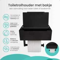 Toiletrolhouder Met Bakje – WC Rolhouder Zwart - Toiletrolhouder Met Extra Opbergruimte -Badkamer Accessoires Winkel 1200x1200 224