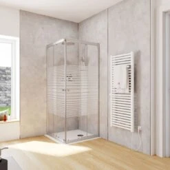 Schulte Douchecabine - Sunny Hoekinstap Met Schuifdeuren - Groot Verstelbereik 73,5 Tot Max. 88,5 Cm Hoogte 180 Cm - Zilverkleur Profiel- Veiligheidsglas Met Een Streepdecor - Montage Op Douchebak Of Direct Op De Douchevloer. -Badkamer Accessoires Winkel 1200x1200 2327