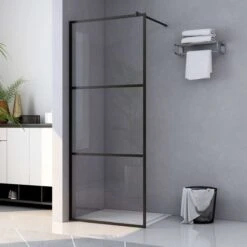 VidaXL Inloopdouchewand Transparant 90x195 Cm ESG-glas Zwart -Badkamer Accessoires Winkel 1200x1200 2355