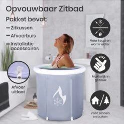 Zitbad Voor Volwassenen - Bath Bucket - Ijsbad - Ice Bath - Inklapbaar Bad - Wim Hof Methode - Opblaasbaarbad - Inclusief Voetpomp - Inclusief Ingebouwd Zitkussen - Grijs -Badkamer Accessoires Winkel 1200x1200 2402