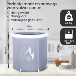 Zitbad Voor Volwassenen - Bath Bucket - Ijsbad - Ice Bath - Inklapbaar Bad - Wim Hof Methode - Opblaasbaarbad - Inclusief Voetpomp - Inclusief Ingebouwd Zitkussen - Grijs -Badkamer Accessoires Winkel 1200x1200 2403