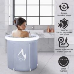 Zitbad Voor Volwassenen - Bath Bucket - Ijsbad - Ice Bath - Inklapbaar Bad - Wim Hof Methode - Opblaasbaarbad - Inclusief Voetpomp - Inclusief Ingebouwd Zitkussen - Grijs -Badkamer Accessoires Winkel 1200x1200 2404