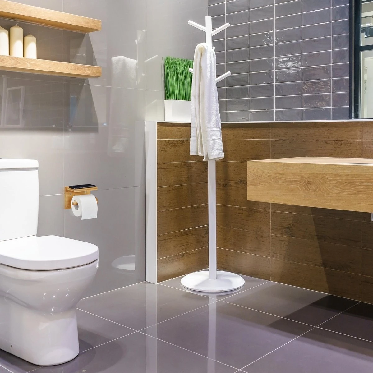 Relaxdays Toiletrolhouder Met Plankje - Wc-rolhouder Bamboe - Rolhouder Toilet - Hout 8 Relaxdays Toiletrolhouder Met Plankje - Wc-rolhouder Bamboe - Rolhouder Toilet - Hout - Afbeelding 6