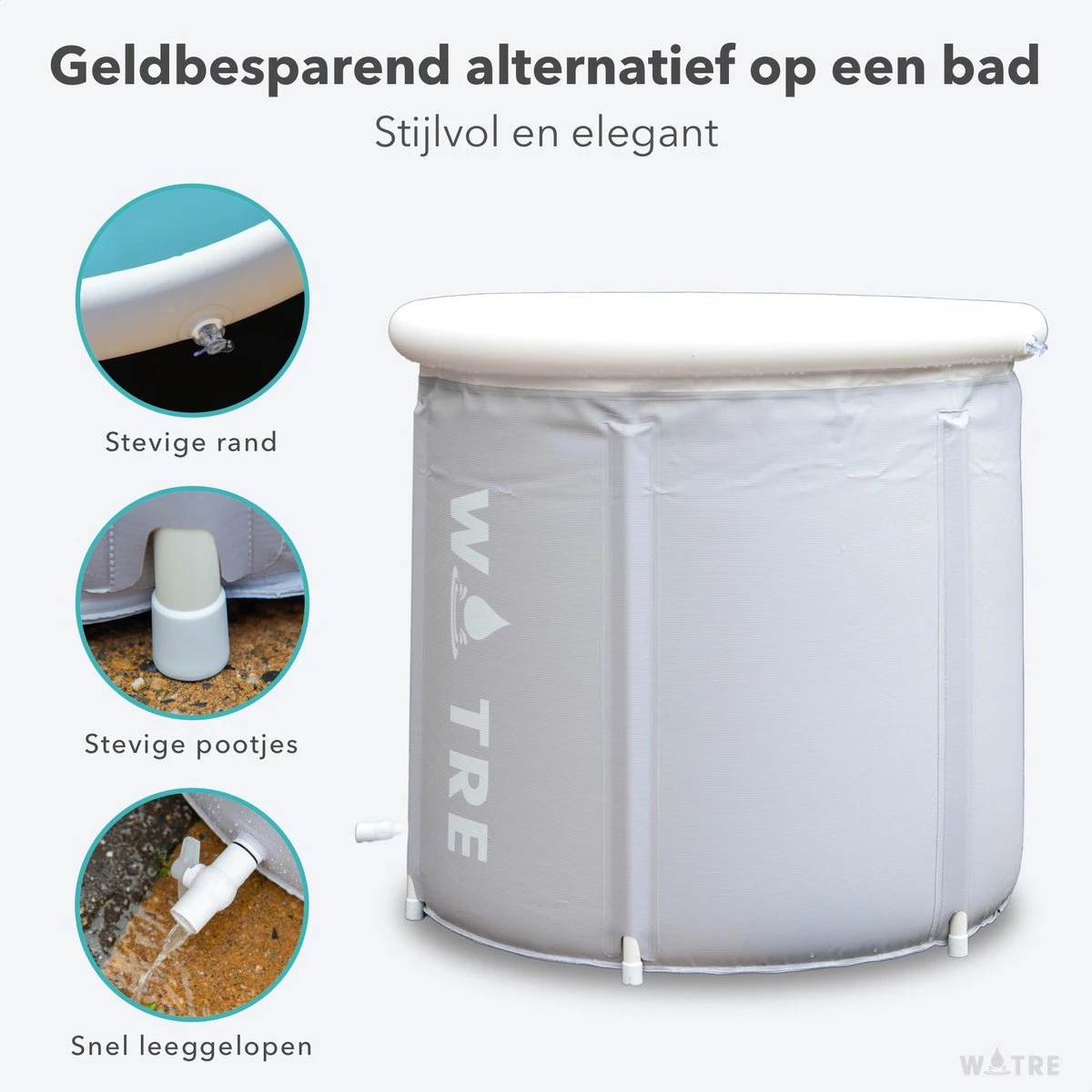 WOTRE Zitbad - Bath Bucket - Ijsbad - Wim Hof Methode - Bad Voor Volwassenen - Mobiele Badkuip - Grijs - 180L 9 WOTRE Zitbad - Bath Bucket - Ijsbad - Wim Hof Methode - Bad Voor Volwassenen - Mobiele Badkuip - Grijs - 180L - Afbeelding 7