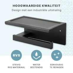 Toiletrolhouder Met Planchet - WC Rolhouder - Badkameraccessoires - Mat Zwart - 18,5x11 Cm 11 Toiletrolhouder Met Planchet - WC Rolhouder - Badkameraccessoires - Mat Zwart - 18,5x11 Cm -Badkamer Accessoires Winkel 1200x1200 249