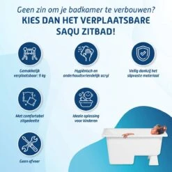 Saqu Zitbad - Mobiel Bad - 103x65cm - Wit - Incl Bijbehorende Poot En Zonder Afvoer -Badkamer Accessoires Winkel 1200x1200 2514
