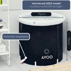 AYOO® Zitbad - Opblaasbaar Bad - Opvouwbaar Bad - IJsbad - Badkuip - Zitbad Voor Volwassenen - Bathtub - Zitbaden - Bath Bucket - Wim Hof Methode - Inclusief Voetpomp - Zwart -Badkamer Accessoires Winkel 1200x1200 2524