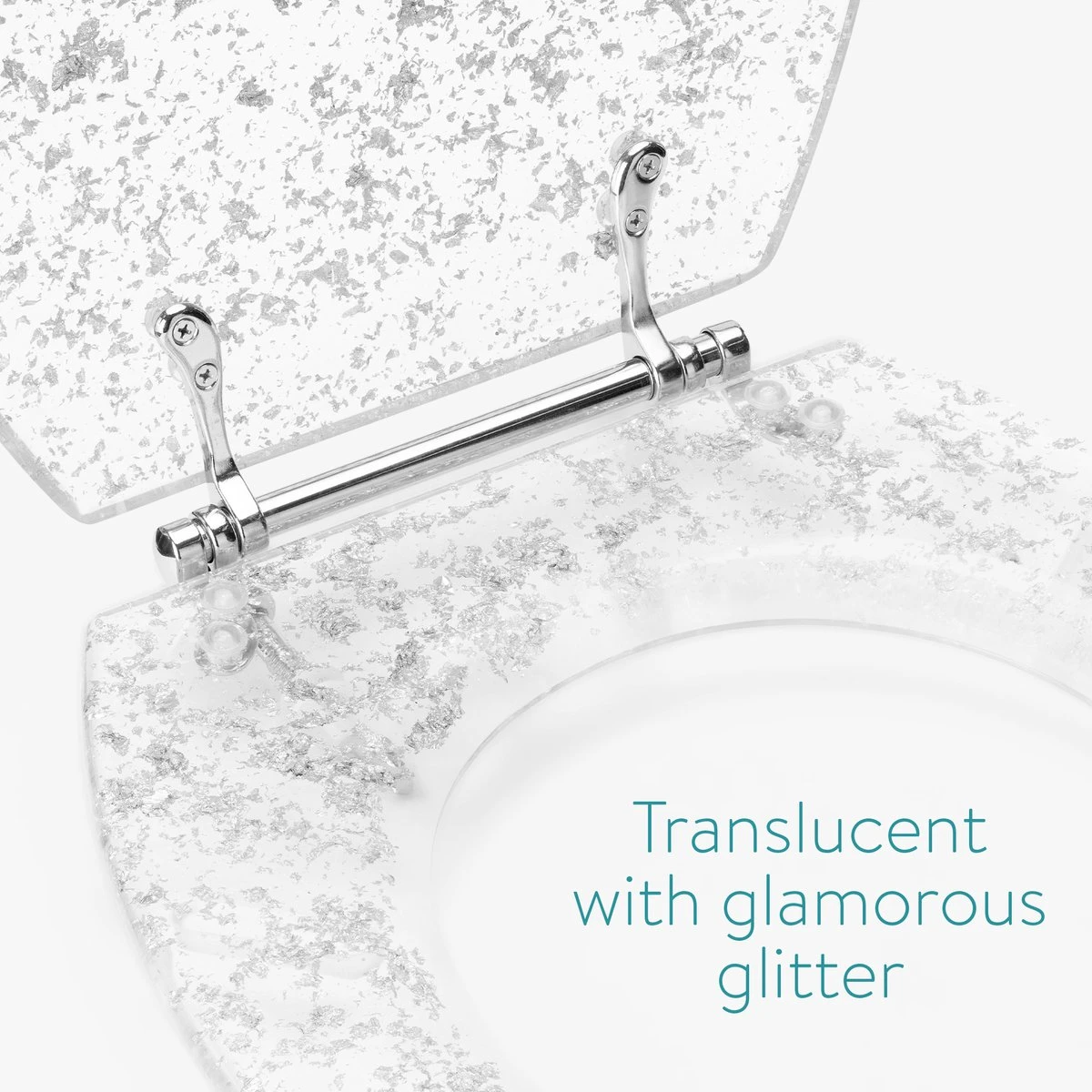Navaris Toiletbril Met Glitter Design - Transparante Wc-bril 42 X 36 X 4,5 Cm - Makkelijk Te Bevestigen 5 Navaris Toiletbril Met Glitter Design - Transparante Wc-bril 42 X 36 X 4,5 Cm - Makkelijk Te Bevestigen - Afbeelding 3