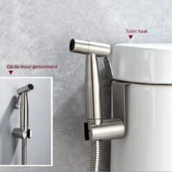 BetterSells® Bidet Handdoucheset - Shattaf - Bidet Sproeier Uit Geborsteld RVS - Inclusief Slang, T-stuk & Wandhouder -Badkamer Accessoires Winkel 1200x1200 2566
