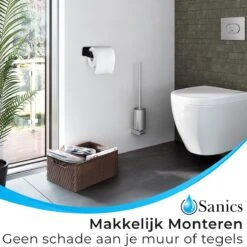 Sanics WC Rolhouder Zonder Boren - Toiletrolhouder Zelfklevend - Closetrolhouder Zwart/RVS -Badkamer Accessoires Winkel 1200x1200 263