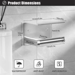 BOTC Toiletrolhouder Met Handdoekhaakjes - Toiletrolhouder - Toiletrolhouder - Zelfklevend / Boren / Zonder Boren - RVS - Zliver -Badkamer Accessoires Winkel 1200x1200 283