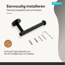 Zigla - WC Rolhouder – Toiletrolhouder – Toiletpapierhouder - WC Rol Houder – RVS – Zwart -Badkamer Accessoires Winkel 1200x1200 297