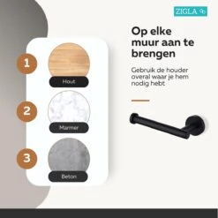 Zigla - WC Rolhouder – Toiletrolhouder – Toiletpapierhouder - WC Rol Houder – RVS – Zwart -Badkamer Accessoires Winkel 1200x1200 301