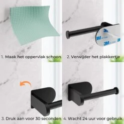 Nevana Toiletrolhouder - WC Rolhouder - Toiletpapier - Papier Rol Houder - Zelfklevend - Zonder Boren - Zwart - RVS 19 Nevana Toiletrolhouder - WC Rolhouder - Toiletpapier - Papier Rol Houder - Zelfklevend - Zonder Boren - Zwart - RVS -Badkamer Accessoires Winkel 1200x1200 304