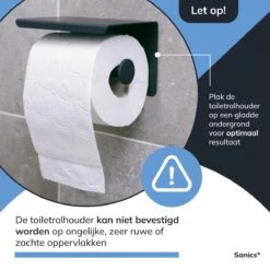 Sanics WC Rolhouder Zwart – Toiletrolhouder Zonder Boren – Met Plankje - Zelfklevend - RVS -Badkamer Accessoires Winkel 1200x1200 309