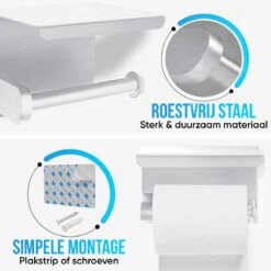 Strex WC Rolhouder Met Plankje - Zilver - Zelfklevend / Boren / Zonder Boren - Toiletrolhouder - WC Papier Houder -Badkamer Accessoires Winkel 1200x1200 331