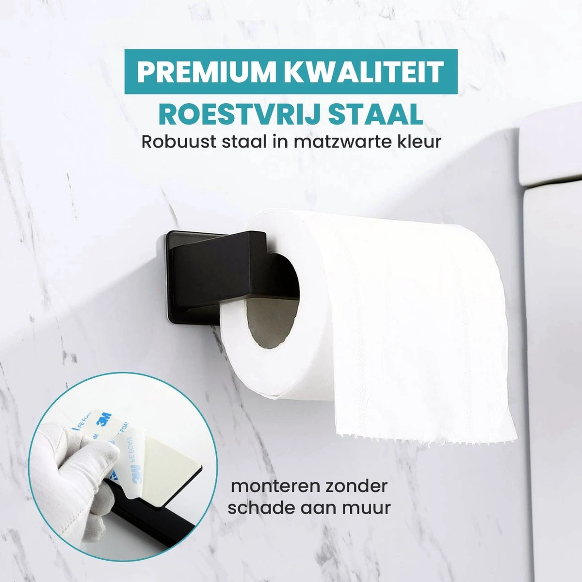 Merkloos Novalits - RVS Toiletrolhouder Zonder Boren - WC Rolhouder Zelfklevend - Inclusief RVS Handdoekhaakje - Zwart 4 Merkloos Novalits - RVS Toiletrolhouder Zonder Boren - WC Rolhouder Zelfklevend - Inclusief RVS Handdoekhaakje - Zwart - Afbeelding 2