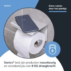 Sanics WC Rolhouder Zilver – Toiletrolhouder Zonder Boren – Met Plankje - Zelfklevend - RVS -Badkamer Accessoires Winkel 1200x1200 366