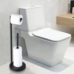 VDN Stainless Wc Rolhouder Staand - Wc Rolhouder Zwart - Toiletrolhouder En Reserverolhouder - RVS - Geschikt Voor 3+1 WC Papier Rollen - 2 In 1 -Badkamer Accessoires Winkel 1200x1200 381