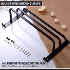 Nolad® Handdoekrek 3-armig - Handdoekhouder - Handdoekenrek - Zwart -Badkamer Accessoires Winkel 1200x1200 397