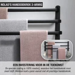 Nolad® Handdoekrek 3-armig - Handdoekhouder - Handdoekenrek - Zwart -Badkamer Accessoires Winkel 1200x1200 399