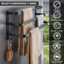 Nolad® Handdoekrek 3-armig - Handdoekhouder - Handdoekenrek - Zwart -Badkamer Accessoires Winkel 1200x1200 400