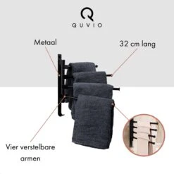 QUVIO Handdoekrek Met 4 Armen / Wandrek / Handdoekrek Keuken / Handdoekenrek Badkamer / Handdoekenrek / Handdoekrek / Handdoekrek Badkamer / Handdoekhaakjes / Handdoekhouder / Wandplank - Verstelbaar - Staal 14 QUVIO Handdoekrek Met 4 Armen / Wandrek / Handdoekrek Keuken / Handdoekenrek Badkamer / Handdoekenrek / Handdoekrek / Handdoekrek Badkamer / Handdoekhaakjes / Handdoekhouder / Wandplank - Verstelbaar - Staal -Badkamer Accessoires Winkel 1200x1200 433
