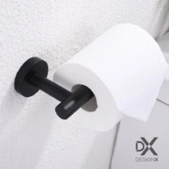 DesignX Toiletrolhouder Zwart - WC Rolhouder - Matte - Papier - Houder - Incl. Schroeven -Badkamer Accessoires Winkel 1200x1200 44