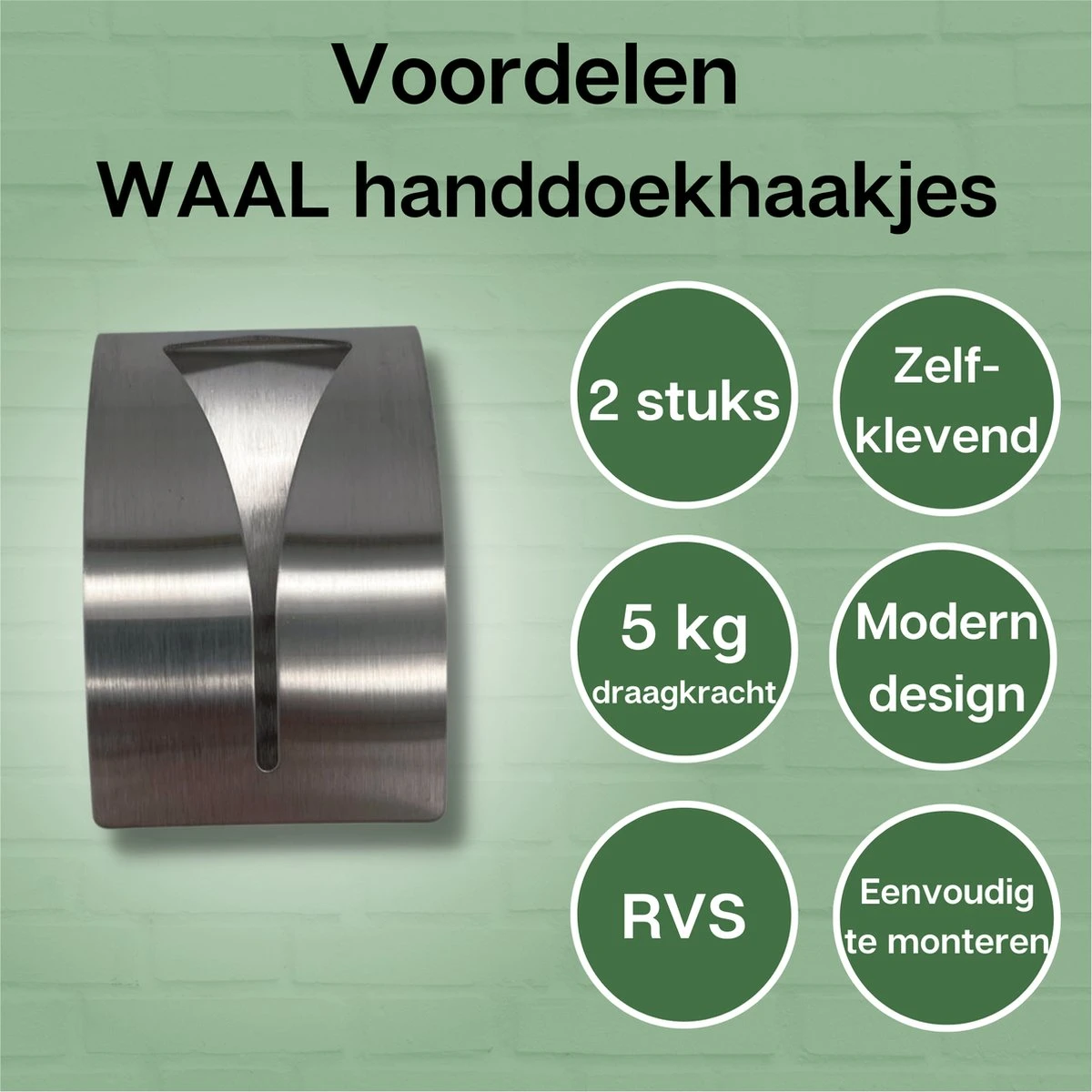 Waal© 2 Stuks RVS Handdoekhouders Zilver - Zelfklevend - Handdoek Klem - Handdoek Haak 5 Waal© 2 Stuks RVS Handdoekhouders Zilver - Zelfklevend - Handdoek Klem - Handdoek Haak - Afbeelding 3