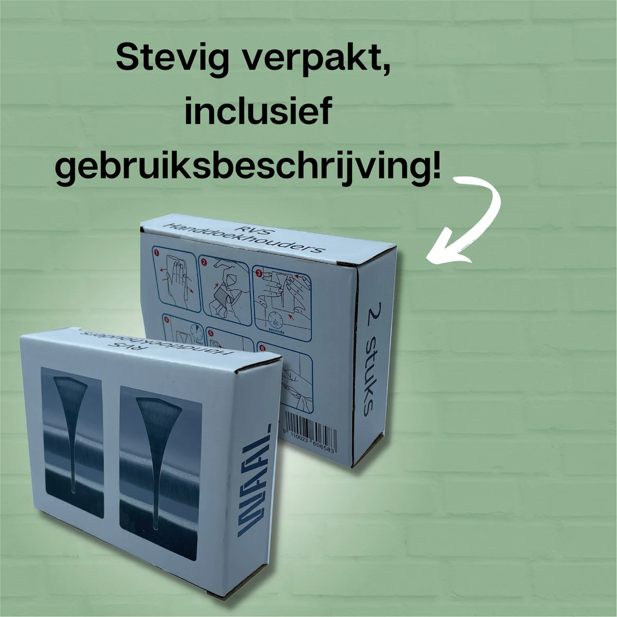 Waal© 2 Stuks RVS Handdoekhouders Zilver - Zelfklevend - Handdoek Klem - Handdoek Haak 6 Waal© 2 Stuks RVS Handdoekhouders Zilver - Zelfklevend - Handdoek Klem - Handdoek Haak - Afbeelding 4