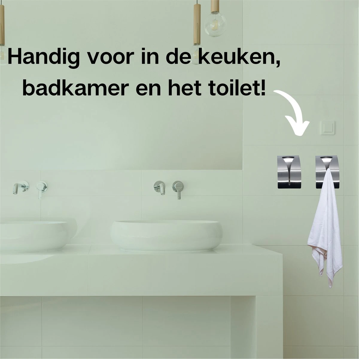 Waal© 2 Stuks RVS Handdoekhouders Zilver - Zelfklevend - Handdoek Klem - Handdoek Haak 8 Waal© 2 Stuks RVS Handdoekhouders Zilver - Zelfklevend - Handdoek Klem - Handdoek Haak - Afbeelding 6
