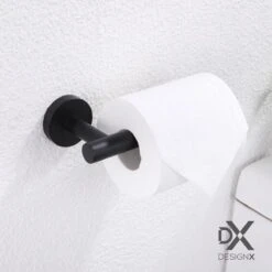 DesignX Toiletrolhouder Zwart - WC Rolhouder - Matte - Papier - Houder - Incl. Schroeven -Badkamer Accessoires Winkel 1200x1200 48