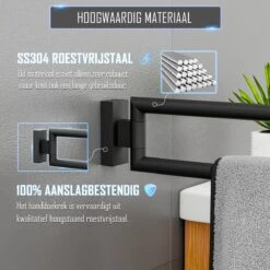 Nolad® Handdoekrek 2 Armig - Handdoekhouder - Handdoekenrek - RVS - Zwart -Badkamer Accessoires Winkel 1200x1200 484