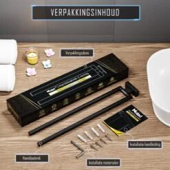 Nolad® Handdoekrek 2 Armig - Handdoekhouder - Handdoekenrek - RVS - Zwart -Badkamer Accessoires Winkel 1200x1200 489