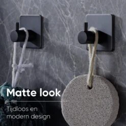 Trendfield Handdoekhaakjes Zelfklevend Zwart - 4 Vierkante Zwarte Handdoek Haakjes - Handdoekhaak - Zwart -Badkamer Accessoires Winkel 1200x1200 494