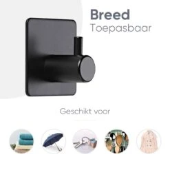 Trendfield Handdoekhaakjes Zelfklevend Zwart - 4 Vierkante Zwarte Handdoek Haakjes - Handdoekhaak - Zwart -Badkamer Accessoires Winkel 1200x1200 496