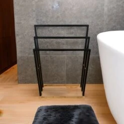 Handdoekrek Badkamer - Handdoekrek - Handdoekladder - Handdoekrek Zonder Boren - Handdoekrek Vrijstaand - Handdoekenrek Badkamer - Handdoekenrek Vrijstaand - Handdoekenrek - Handdoekenladder - Zwart - Hout - Zonder Boren -Badkamer Accessoires Winkel 1200x1200 503