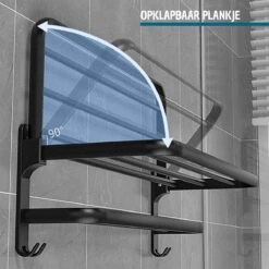 Vannons - Handdoekrek - Handdoekrek Badkamer - 2 Handdoeken - Handdoekrek Zelfklevend - Zwart -Badkamer Accessoires Winkel 1200x1200 539