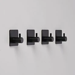 Handdoekhaakjes - Badkamer Zelfklevend – 4 Stuks – RVS - Zwart