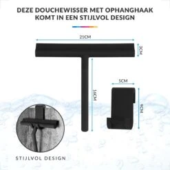 Douchewisser Met Ophanghaak – Trekker Douche – Douchetrekker Voor Badkamer – Raamwisser Douche – Zwart -Badkamer Accessoires Winkel 1200x1200 566