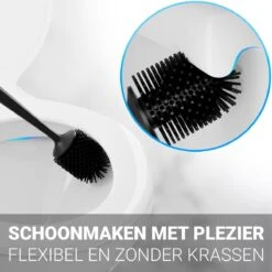 Toiletborstel Met Houder - WC Borstel - Vrijstaand - Siliconen - Zwart -Badkamer Accessoires Winkel 1200x1200 730