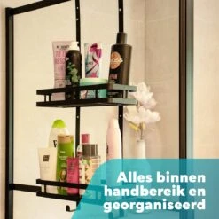L'eauxe Doucherek Hangend Zonder Boren - Ophangbaar Badkamerrek Aan Douchewand - Opbergrek - Badkamer Accessoires - RVS - Zwart - Cadeau -Badkamer Accessoires Winkel 1200x1200 79