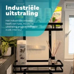 L'eauxe Doucherek Hangend Zonder Boren - Ophangbaar Badkamerrek Aan Douchewand - Opbergrek - Badkamer Accessoires - RVS - Zwart - Cadeau -Badkamer Accessoires Winkel 1200x1200 80