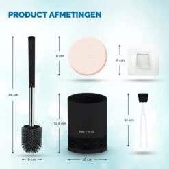WITTS WC Borstel Met Houder - Staand Of Hangend – Mat Zwart - Incl. Absorberende Pad -Badkamer Accessoires Winkel 1200x1200 818