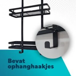 L'eauxe Doucherek Hangend Zonder Boren - Ophangbaar Badkamerrek Aan Douchewand - Opbergrek - Badkamer Accessoires - RVS - Zwart - Cadeau -Badkamer Accessoires Winkel 1200x1200 84