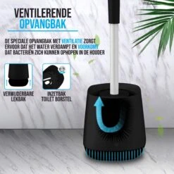 Strex Toiletborstel Siliconen Met Houder Zwart - Sneldrogend, Hygiënisch & Antibacteriële Werking - WC Borstel - Toilet Borstel Houder -Badkamer Accessoires Winkel 1200x1200 863