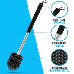 Strex Toiletborstel Siliconen Met Houder Zwart - Sneldrogend, Hygiënisch & Antibacteriële Werking - WC Borstel - Toilet Borstel Houder -Badkamer Accessoires Winkel 1200x1200 865
